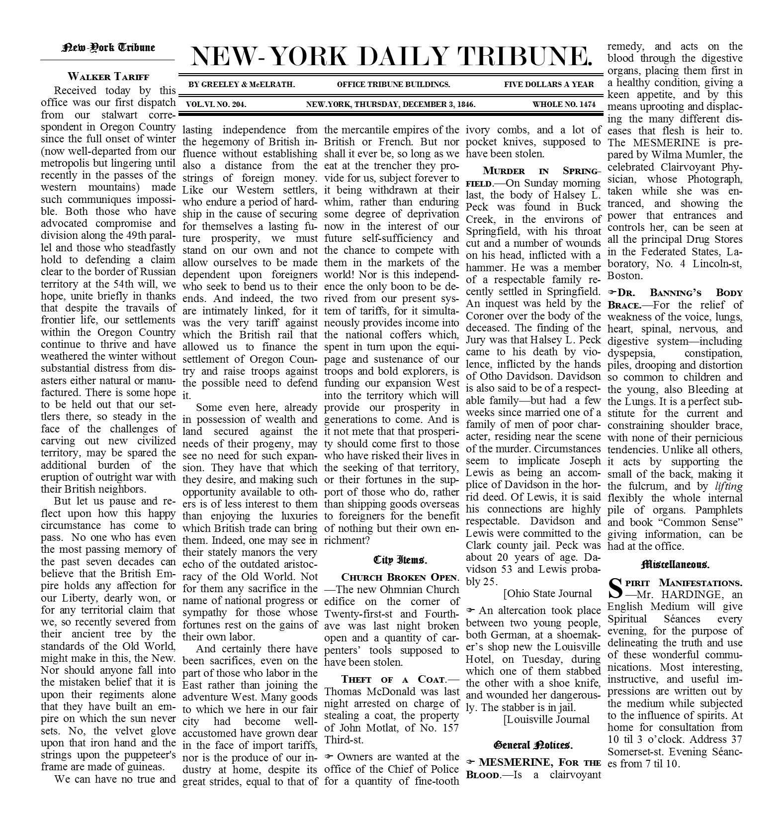 New York Daily Tribune Dec 3 1846